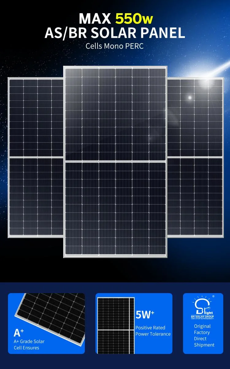 Wholesale Certificate Single 500W/540W/545W/555W Bifacial Perc Mono/Mini BIPV/PV Monocrystalline Flexible Solar Power Energy System Panel